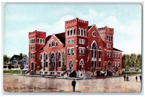 1910 First M.E. Church Exterior Building Parsons Kansas Vintage Antique Postcard