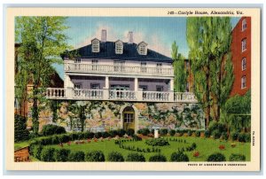 c1940's Carlyle House Exterior Garden Alexandria Virginia VA Unposted Postcard