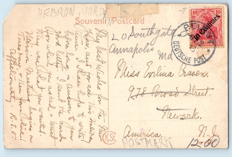 Southern West Bank Palestine Postcard Hebron Watercarrier c1920's Antique