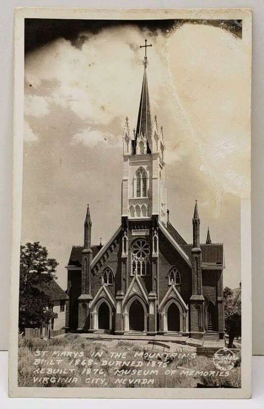Virginia City Nevada St Marys in the Mountains RPPC Frashers Photo Postcard D14