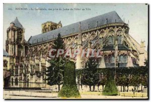 Old Postcard Bourges La Cathedrale view from the Garden of the Hotel de Ville