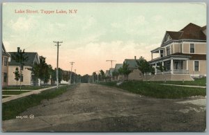 TUPPER LAKE NY LAKE STREET ANTIQUE POSTCARD