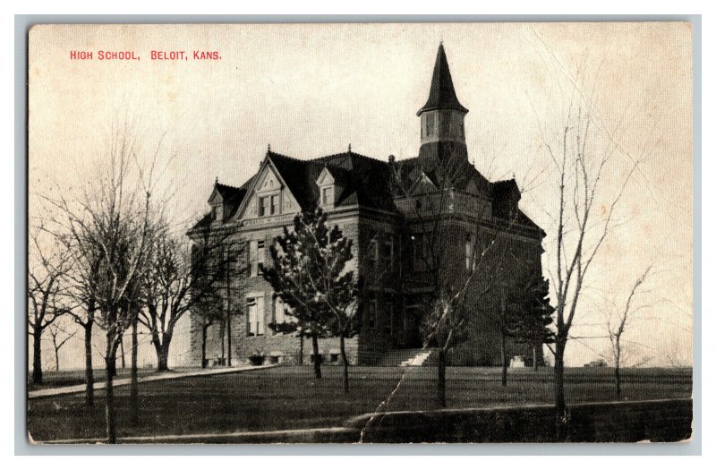 Postcard High School Beloit Kans. Kansas Vintage Standard View Card 