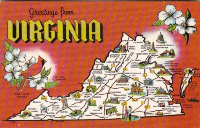 Greetings From Virginia With Map
