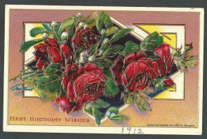 Ca 1912 PPC Birthday Greeting Embossed Multicolored Used