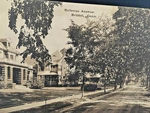 Postcard Street View of Bellevue Avenue in Bristol,CT  W6