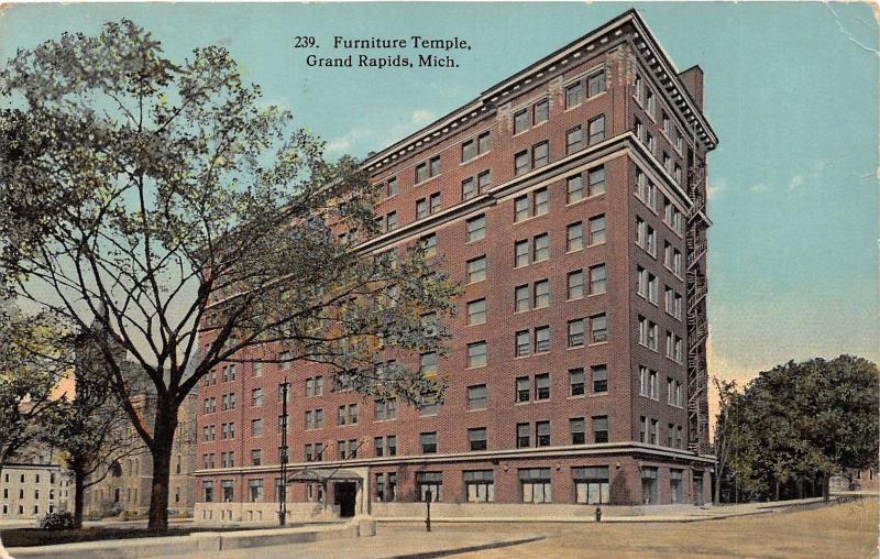 Grand Rapids Michigan~Furniture Temple Building~1916 Postcard