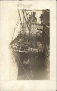 Steamship Ansonia at Dock c1920s Real Photo Postcard