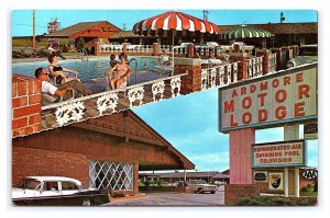 Ardmore Motor Lodge Black Saddle Restaurant Ardmore Oklahoma Postcard Cars Pool