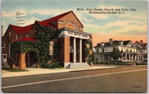 1948 First Baptist Church & Civic Club Wildwood By-The-Sea New Jersey Postcard