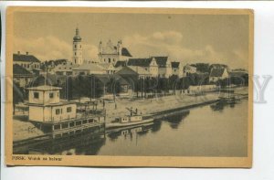 461111 Poland Belarus Pinsk view of the embankment and the church Vintage