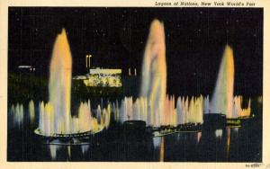 NY - New York World's Fair, 1939. Lagoon of Nations Fountains at Night