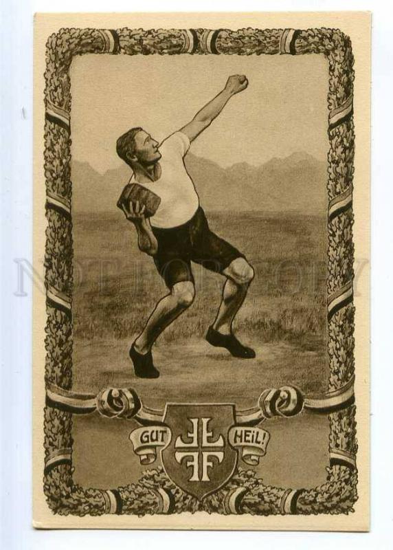 189476 GUT HEIL Athlete thrower SPORT Vintage Ligges postcard