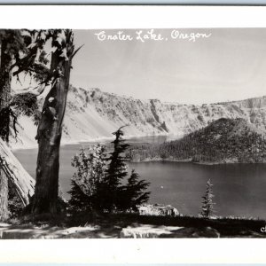1947 Crater Lake OR RPPC Wizard Island Christian Real Photo Ancient Volcano A164