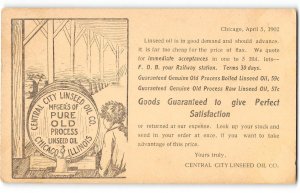 Central City Linseed Oil Chicago, IL Advertising 1902 Antique Postal Card