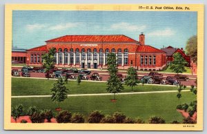 Erie Pennsylvania~US Post Office Bldg Exterior View~Curteich Vtg Linen Postcard
