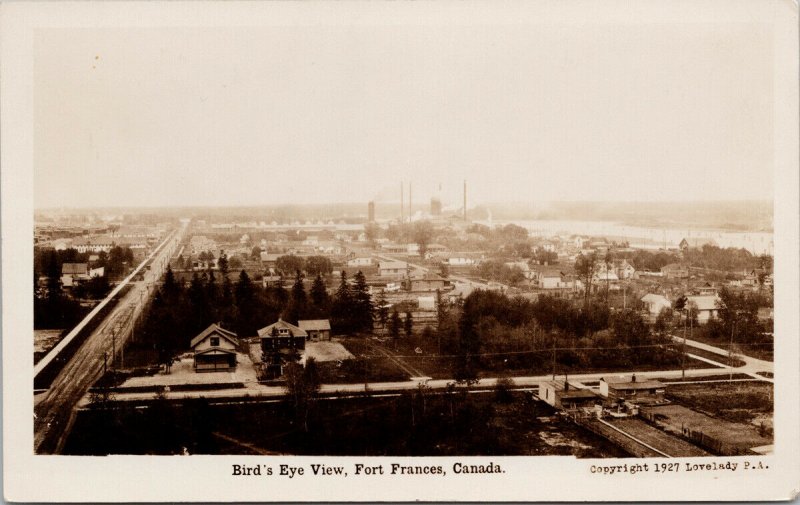 Fort Frances Ontario Birdseye Lovelady Studios Defender Box RPPC Postcard F74 