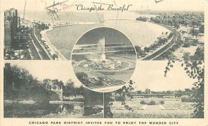Postcard Illinois Chicago Park District multi-View 1940s 23-8010