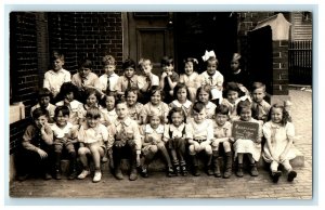 c1930's Dorchester MA, Rochambeau School Grade 1 Students RPPC Photo Postcard 