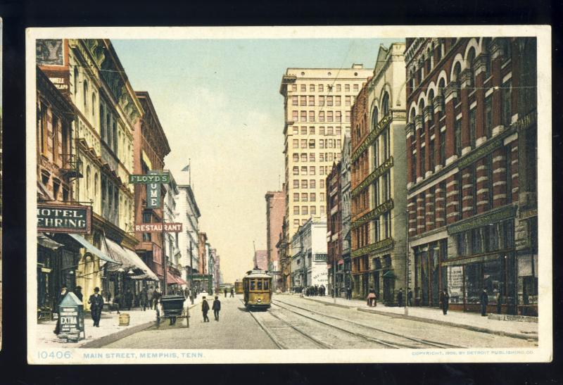 Memphis, Tennessee/TN Postcard, Main Street, Trolley/Horse & Buggy