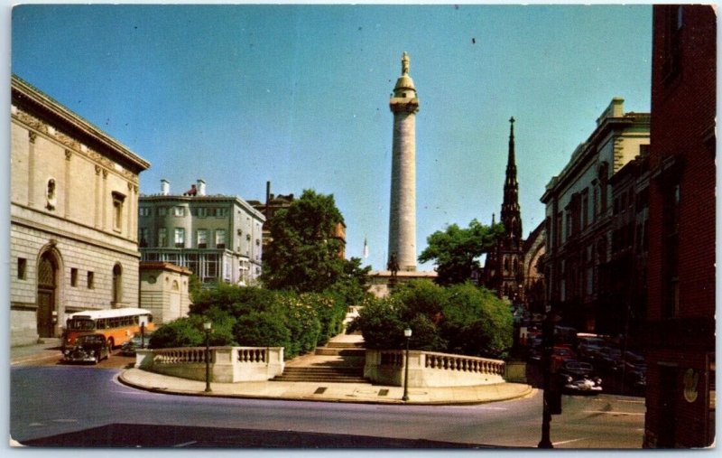 Postcard - Washington Monument And Mount Vernon Place - Baltimore, Maryland