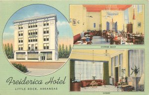 Postcard 1940s Little Rock Arkansas Hotel Frederica multi View Teich 24-5600