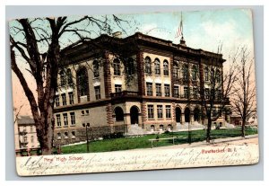 Vintage 1905 Colorized Photo Postcard High School Pawtucket Rhode Island