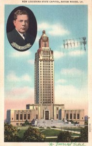 Vintage Postcard 1937 Huey Long New Louisiana State Capitol Building Baton Rouge