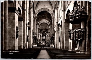 Worms/Rhein Dom Germany Interior Cathedral Real Photo RPPC Postcard