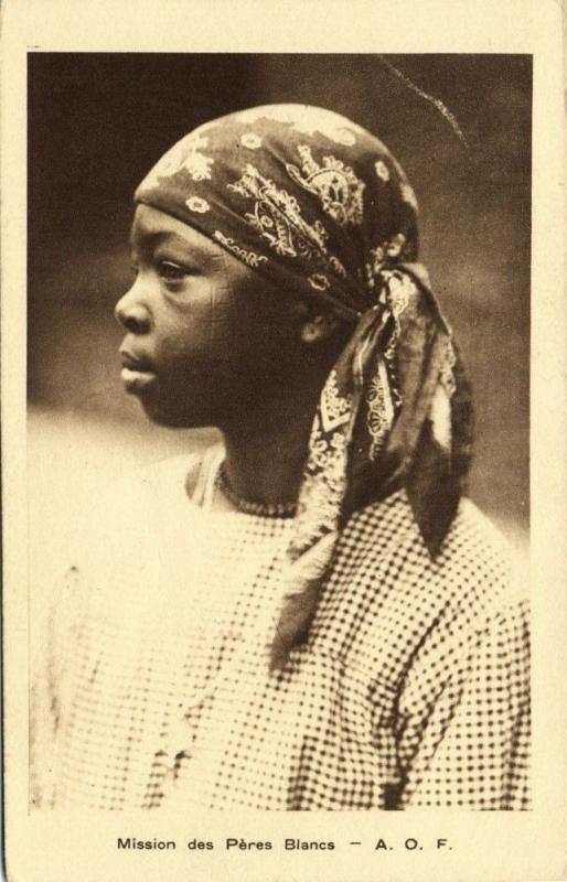 French West Africa, Native Girl Facial Scarification (1920s) Mission Postcard I