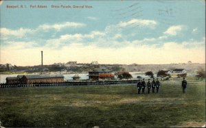 Newport Rhode Island RI Fort Adams Military Dress Parade c1910 Postcard