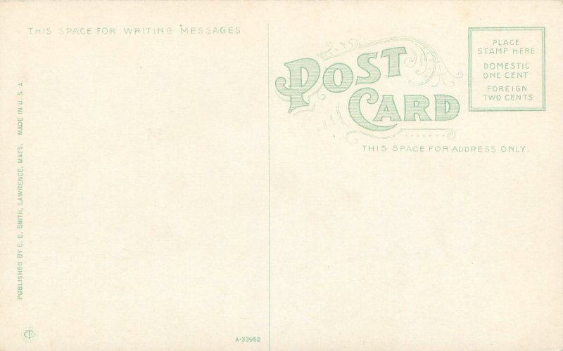 Lawrence  MA Wetherbee School Litho Postcard Unused