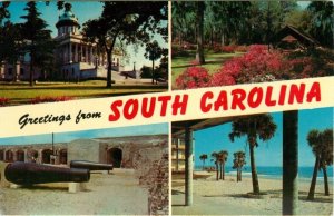 South Carolina Banner Greetings, Myrtle Beach Vintage Postcard