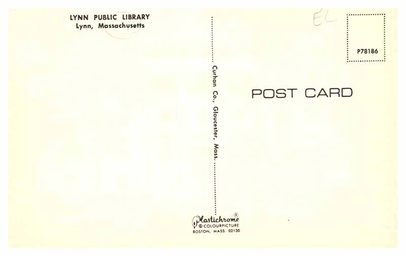 Postcard LIBRARY SCENE Lynn Massachusetts MA AU6598