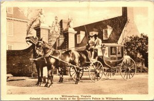 Virginia Williamsburg Colonial Coach At Governor's Palace 1939 Albertype