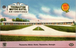 Vtg 1940s Thomaston Motor Hotel Thomaston Georgia GA Linen Postcard