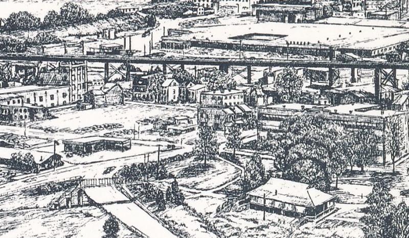 Ohio River Valley at Cincinnati in 1973 - Drawing from Hills of Kentucky