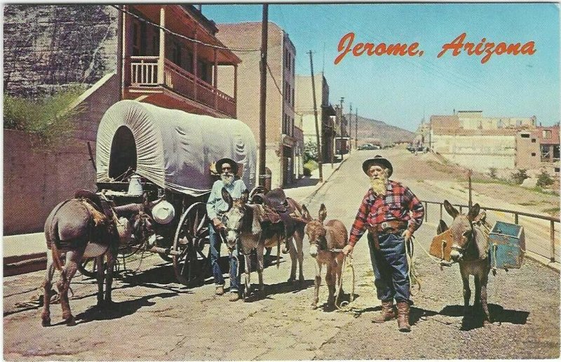 VTG postcard, Old prospectors at the ghost City of Jerome, Arizona 