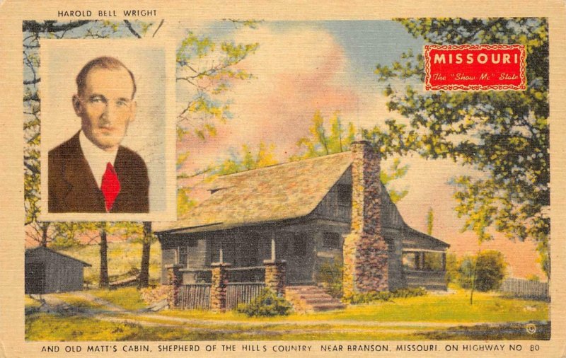 Harold Bell Wright OLD MATT'S CABIN Branson, MO Ozarks Home Vintage Postcard
