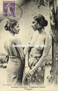ceylon, Beautiful Native Nude Singhalese Girls (1928) Colombo Paquebot Cancel