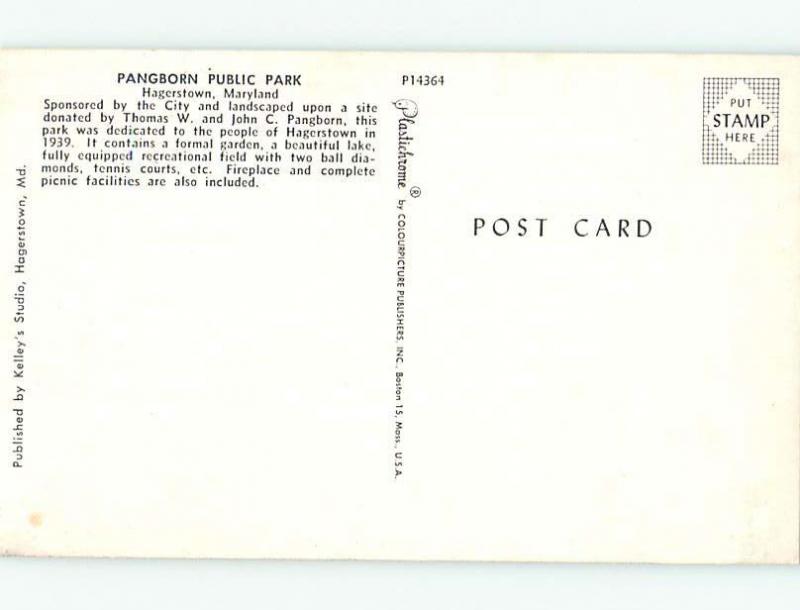 Unused Pre-1980 PARK SCENE Hagerstown Maryland MD hk5341