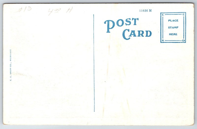 Herrin Illinois~South Side School Bldg Street View~EC Kropp Vintage Postcard