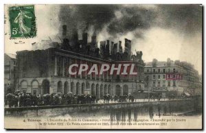 Postcard Old Fire Rennes palace Trade Hotel Fire Post and Telegraphs by light...