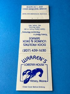 Vintage Matchbook Cover Warren's Lobster House Kittery, Maine MB155