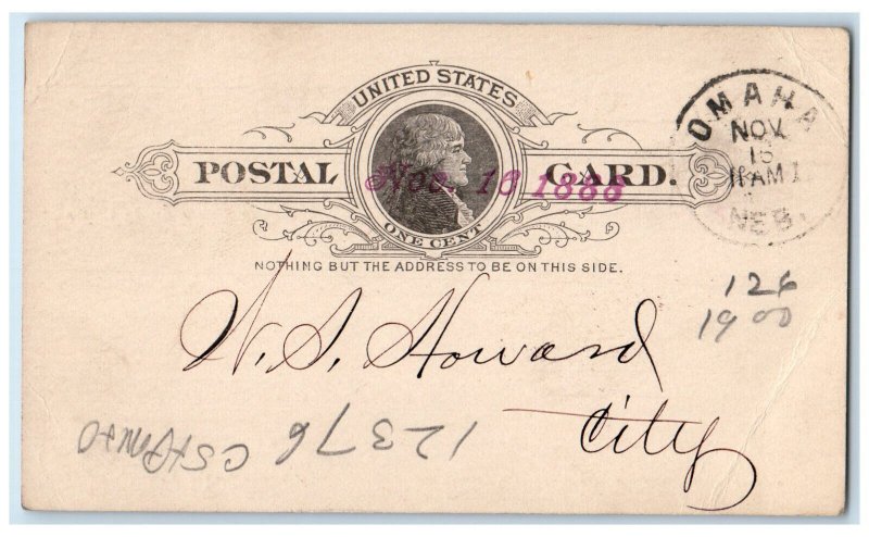 1888 Chicago St. Paul Minneapolis Omaha Railway Company L. Sholes Postal Card
