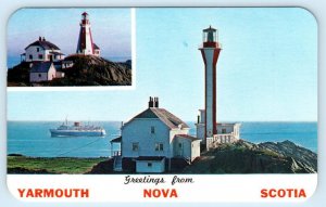 YARMOUTH, Nova Scotia Canada ~ Old & New YARMOUTH LIGHT HOUSES c1950s Postcard