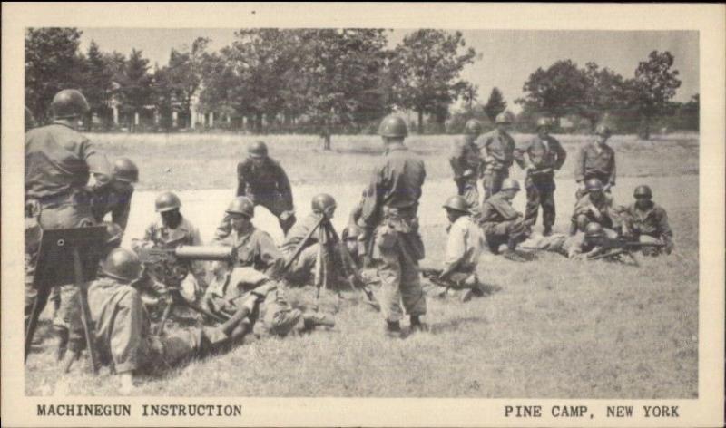 Pine Camp NY c1940s WWII Era Postcard MACHINE GUN INSTRUCTION