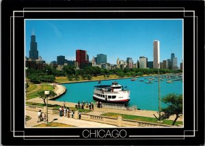 Chicago Skyline from Shedd Aquarium Chicago IL Postcard PC526