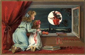 Halloween TUCK 150 Witch Outside Window USED 1908 to Honesdale PA Postcard