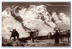 1923 Le Breithorn et Terrasse Du Gornergrat Zermatt RPPC Photo Postcard